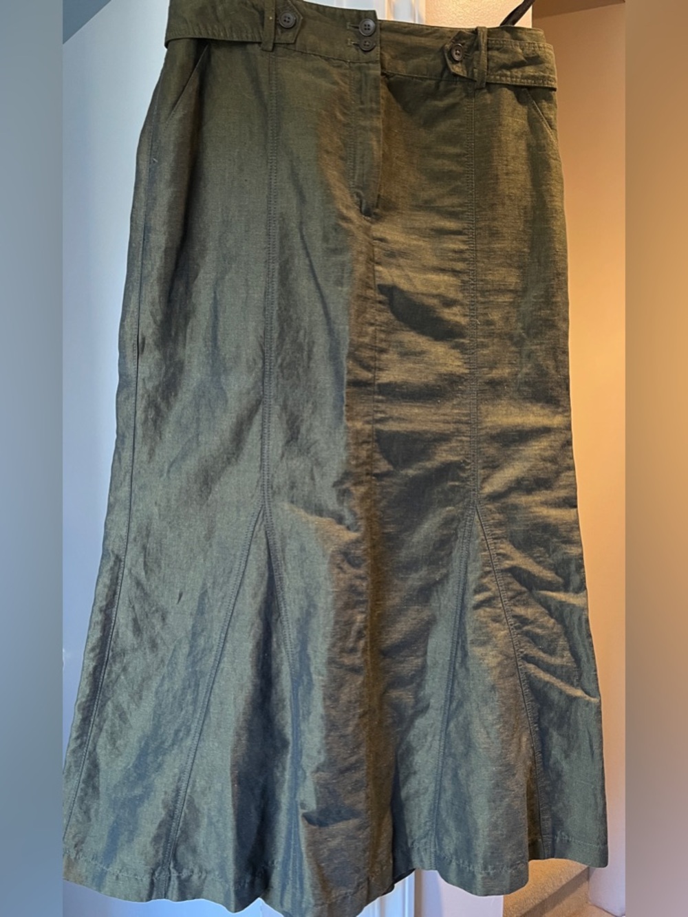 Steilmann Olive Green Maxi Skirt linen mix